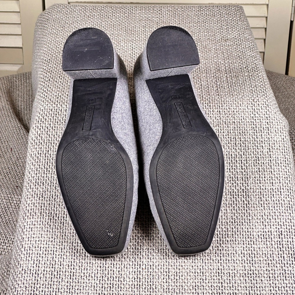 Bandolino Larkin Modern Gray Square Toe Loafer Heels Black Bow Trim Size 9 M - Picture 7 of 9